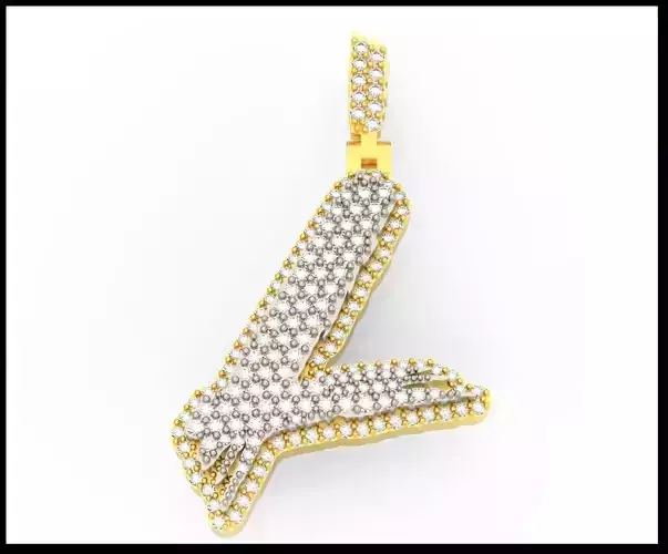 L PAVE LETTER FONT PENDANT 3D print model