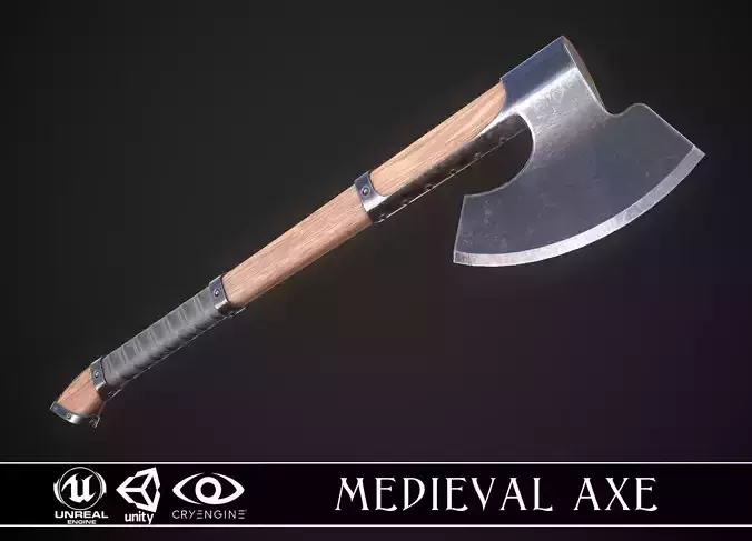 Medieval Axe 04 Low-poly 3D model