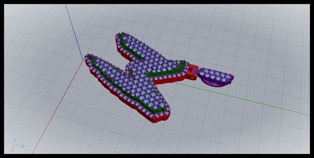 M PAVE LETTER FONT PENDANT 3D print model_4