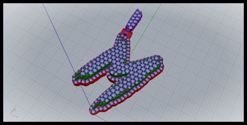 M PAVE LETTER FONT PENDANT 3D print model_5