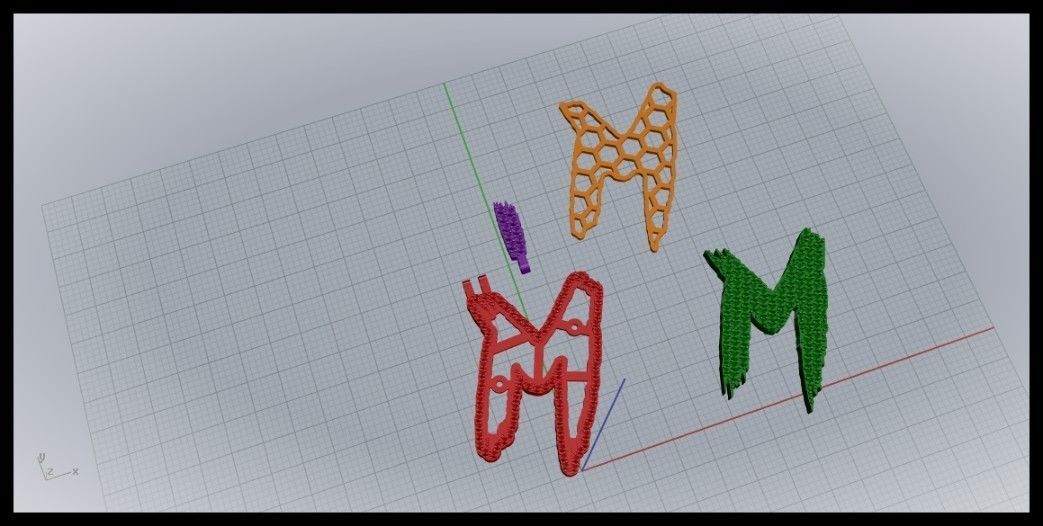 M PAVE LETTER FONT PENDANT 3D print model_6
