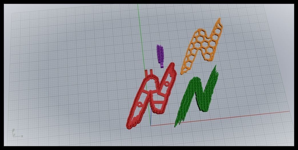 N PAVE LETTER FONT PENDANT 3D print model_8