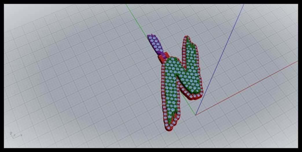 N PAVE LETTER FONT PENDANT 3D print model_1