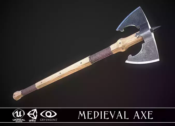 Medieval Axe 05 Low-poly 3D model