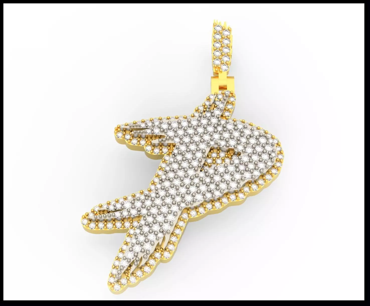 P PAVE LETTER FONT PENDANT 3D print model_0