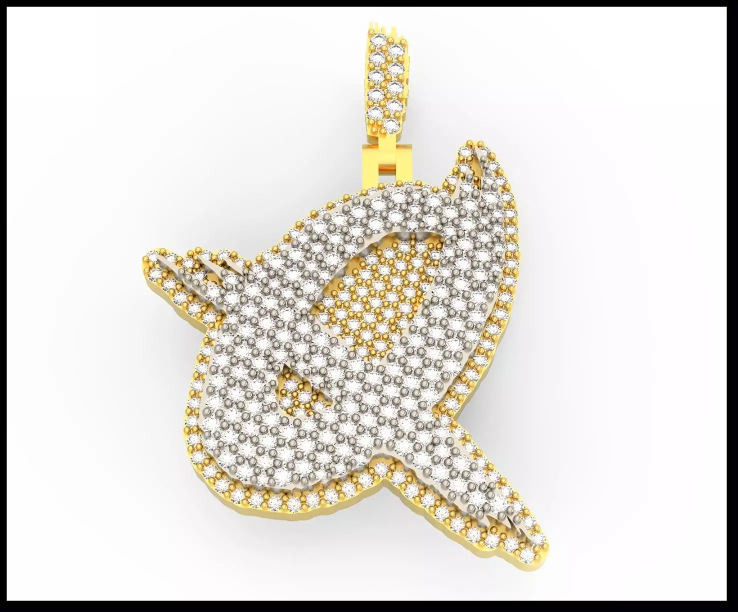 Q PAVE LETTER FONT PENDANT 3D print model_0