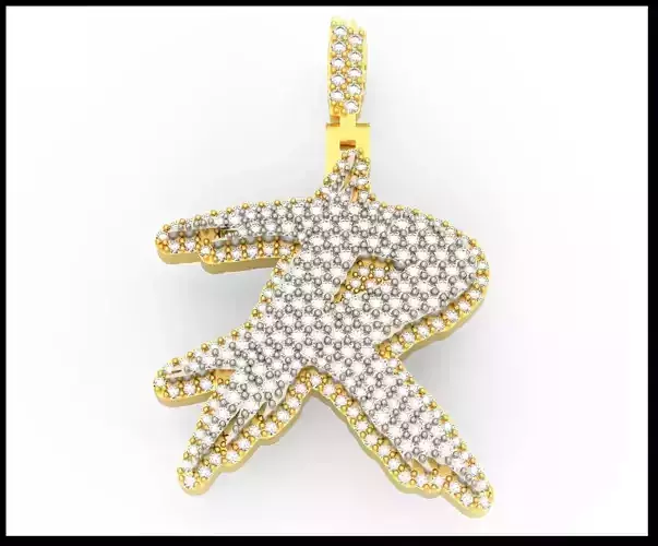 R PAVE LETTER FONT PENDANT 3D print model