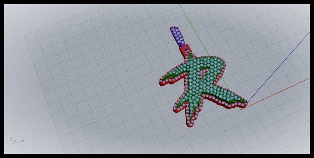 R PAVE LETTER FONT PENDANT 3D print model_1
