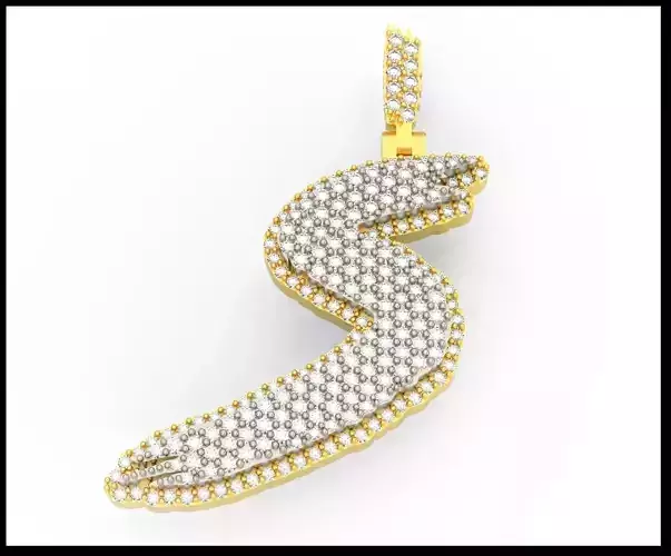 S PAVE LETTER FONT PENDANT 3D print model