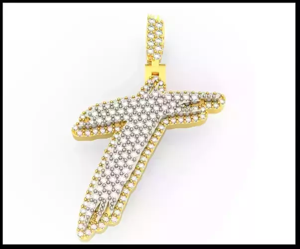 T PAVE LETTER FONT PENDANT 3D print model
