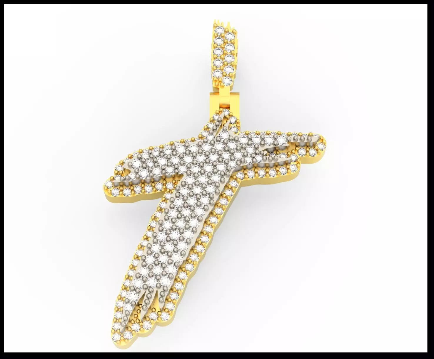 T PAVE LETTER FONT PENDANT 3D print model_0