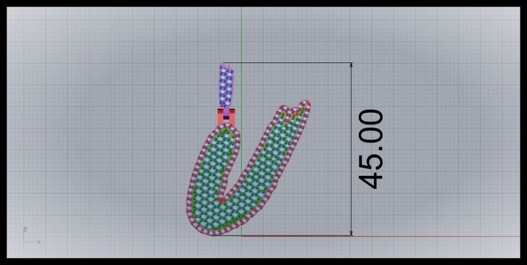 U PAVE LETTER FONT PENDANT 3D print model_8