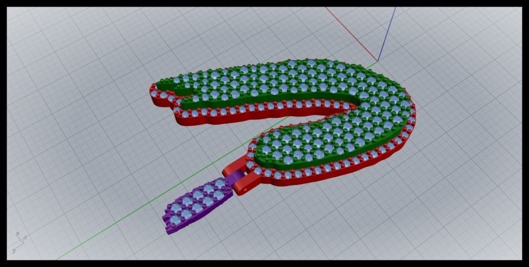 U PAVE LETTER FONT PENDANT 3D print model_3