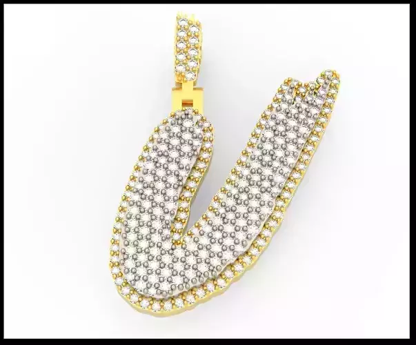 U PAVE LETTER FONT PENDANT