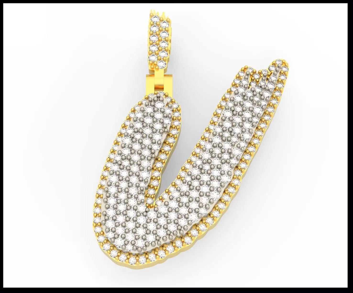 U PAVE LETTER FONT PENDANT 3D print model_0