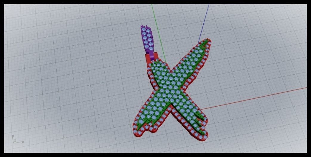 X PAVE LETTER FONT PENDANT 3D print model_1