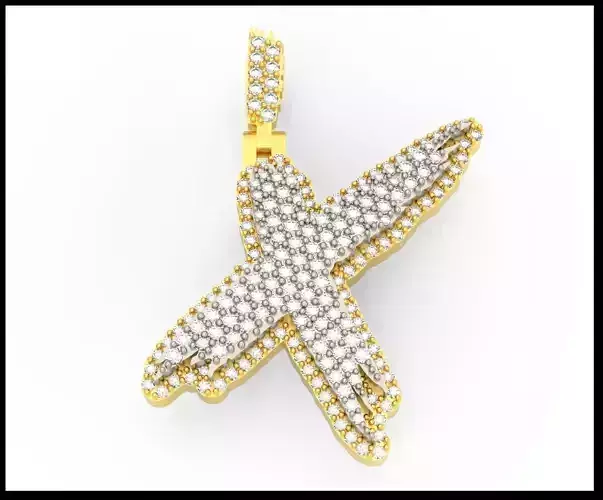 X PAVE LETTER FONT PENDANT