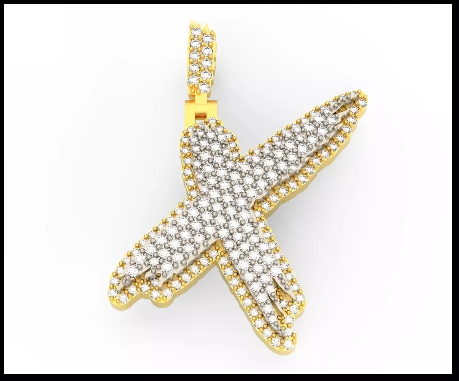 X PAVE LETTER FONT PENDANT 3D print model_0