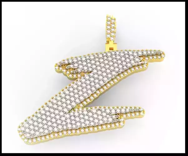 Z PAVE LETTER FONT PENDANT