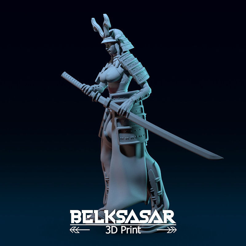 Samurai Girl Topless 3D print model_1