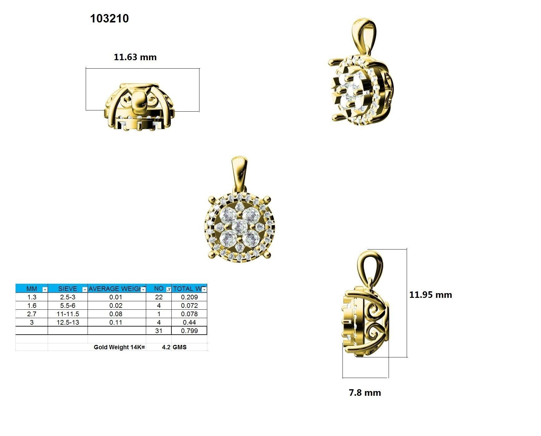 Women square pendant 3dm stl render detail 3D print model_9