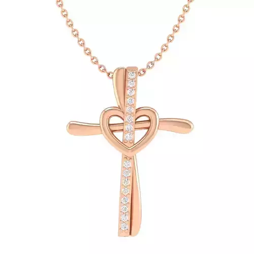 Cross pendant with heart 3dm stl render detail 3D print model