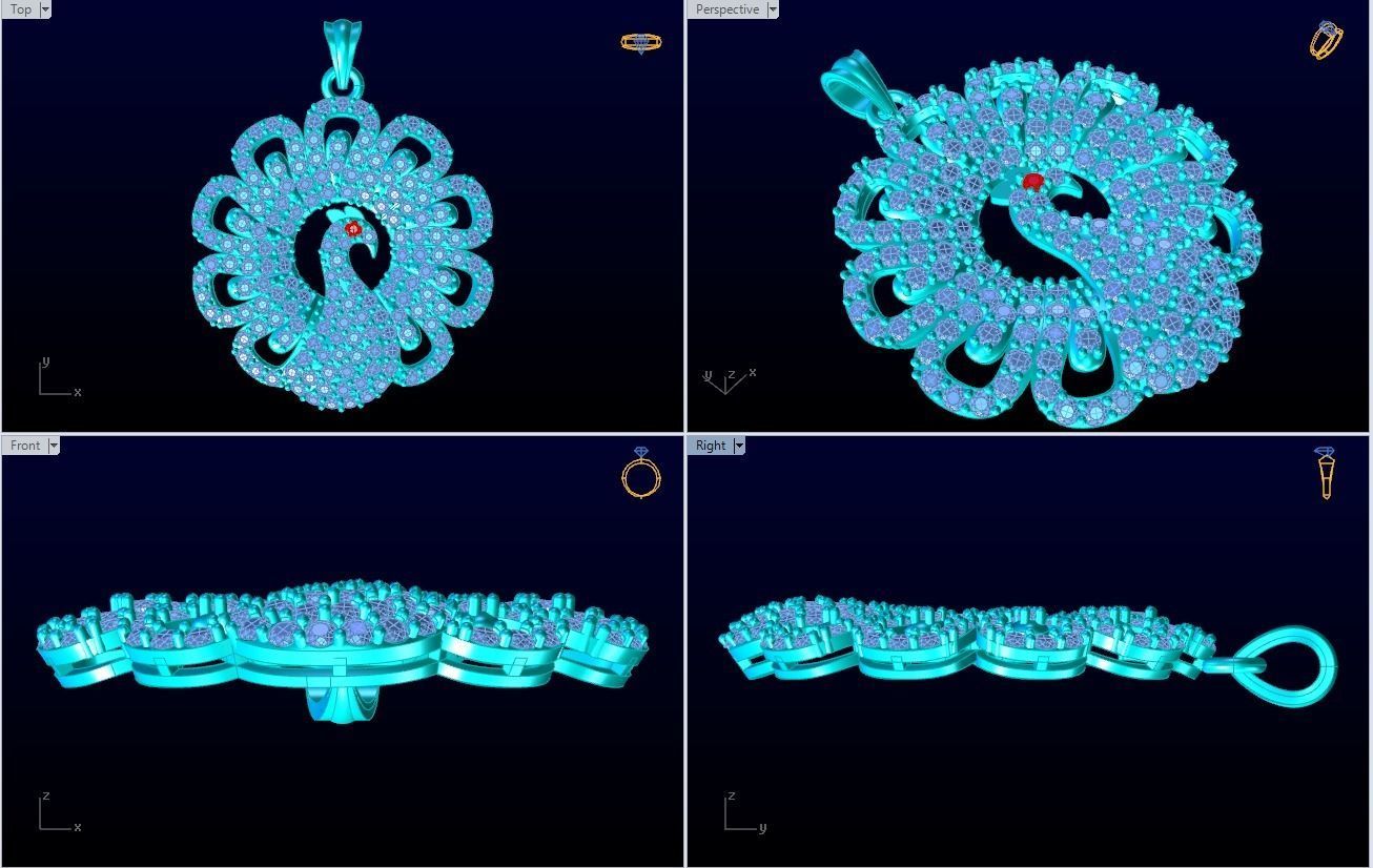 Peacock pendant 3D print model_1