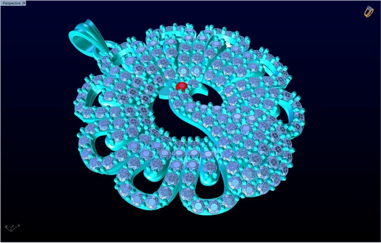 Peacock pendant 3D print model_4