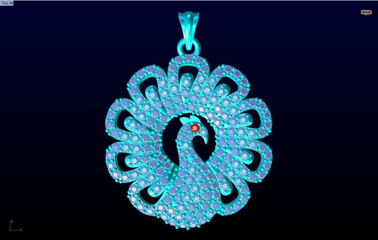 Peacock pendant 3D print model_3