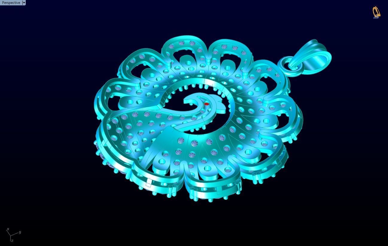 Peacock pendant 3D print model_5