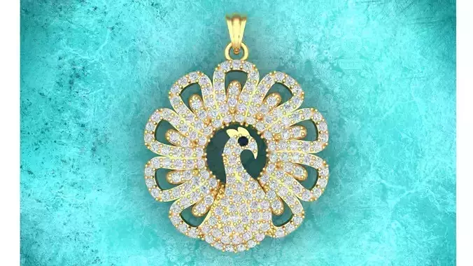 Peacock Pendant - Bird Pendant - Diamond Pendant - N917026