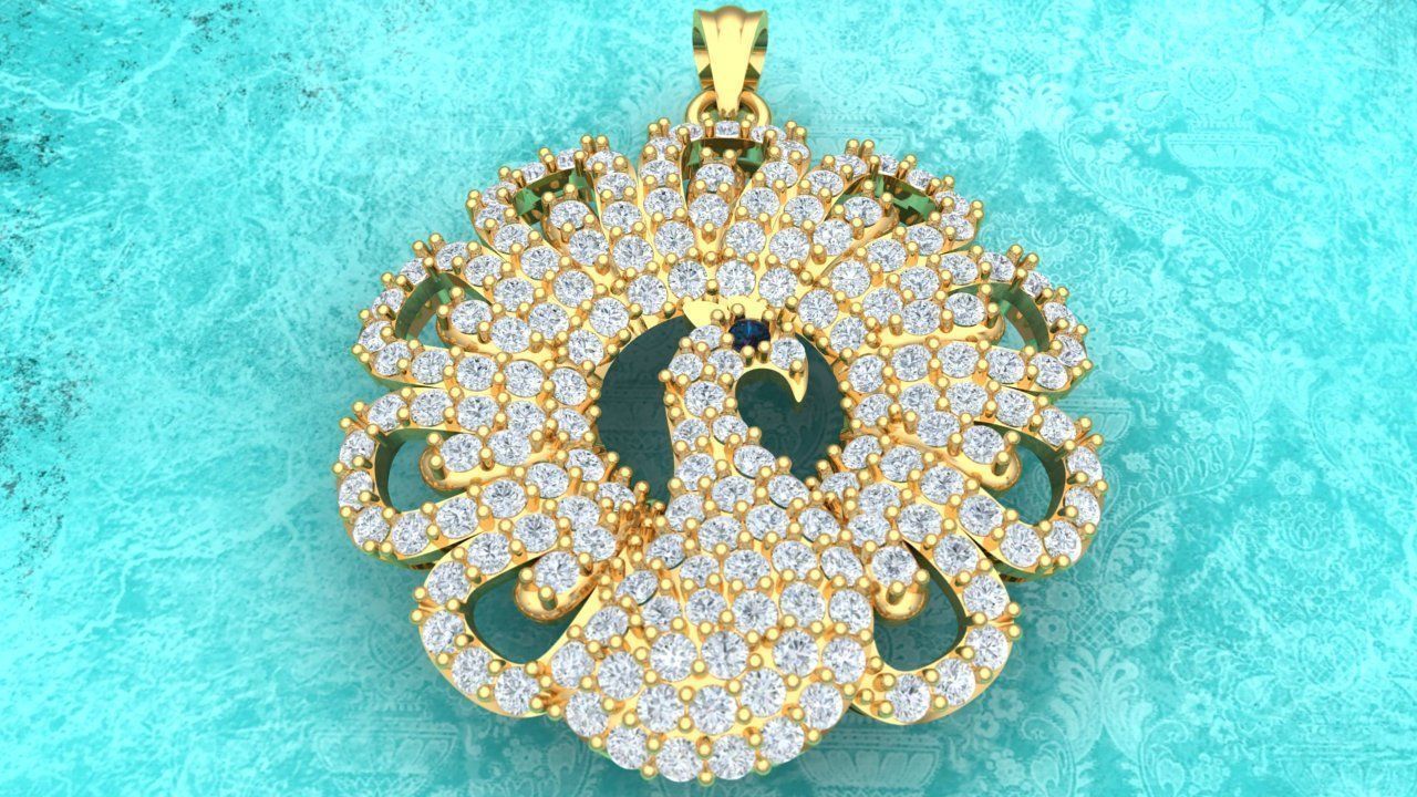 Peacock pendant 3D print model_2