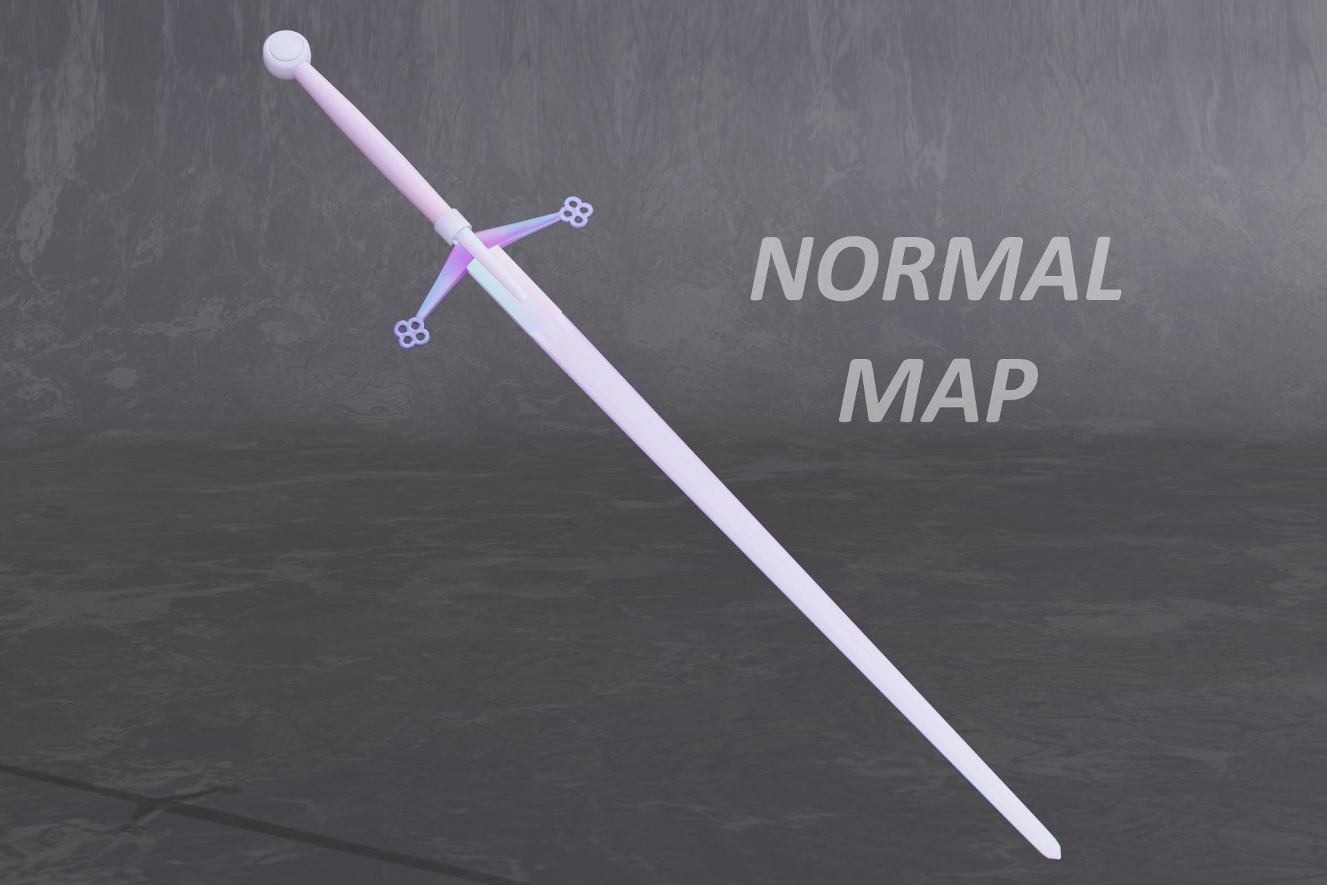 medieval scottish claymore - two-handed sword - PBR 3D model Low-poly 3D model_6