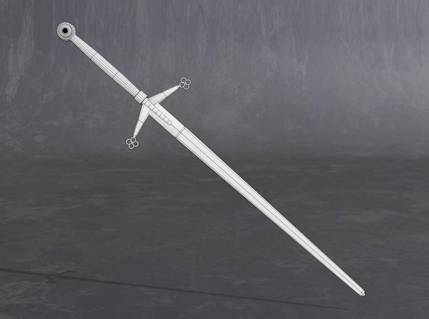 medieval scottish claymore - two-handed sword - PBR 3D model Low-poly 3D model_10