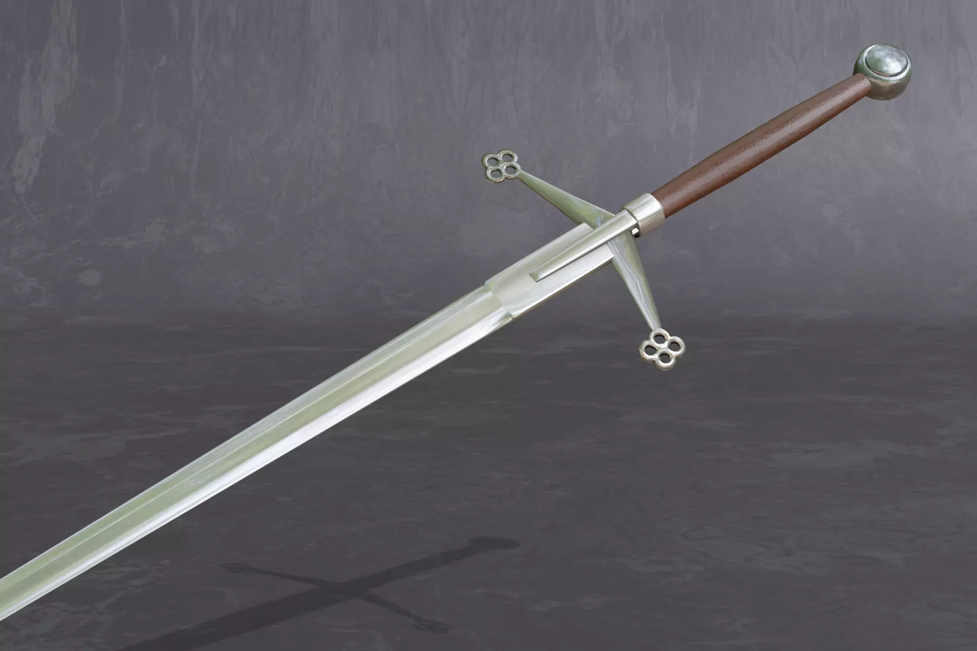 medieval scottish claymore - two-handed sword - PBR 3D model Low-poly 3D model_0