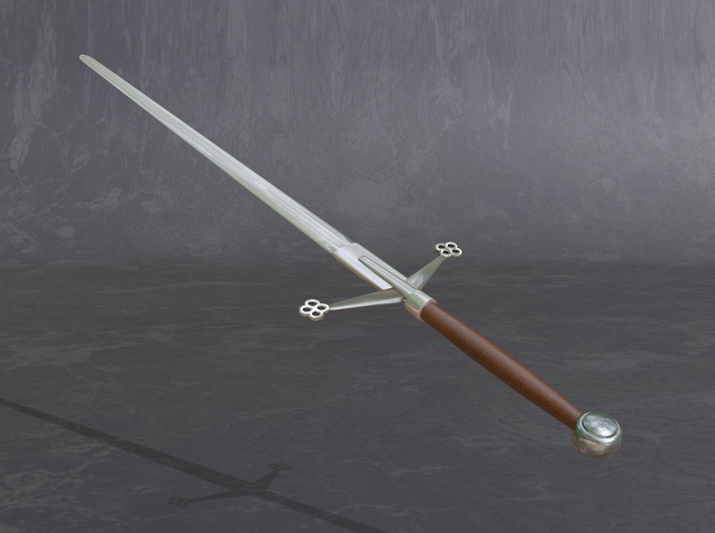 medieval scottish claymore - two-handed sword - PBR 3D model Low-poly 3D model_12