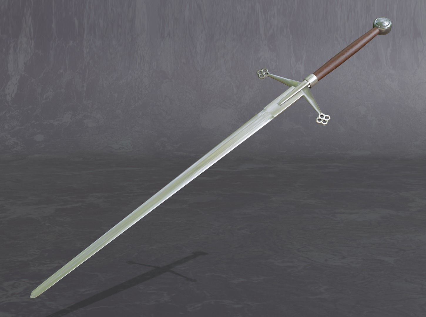 medieval scottish claymore - two-handed sword - PBR 3D model Low-poly 3D model_11