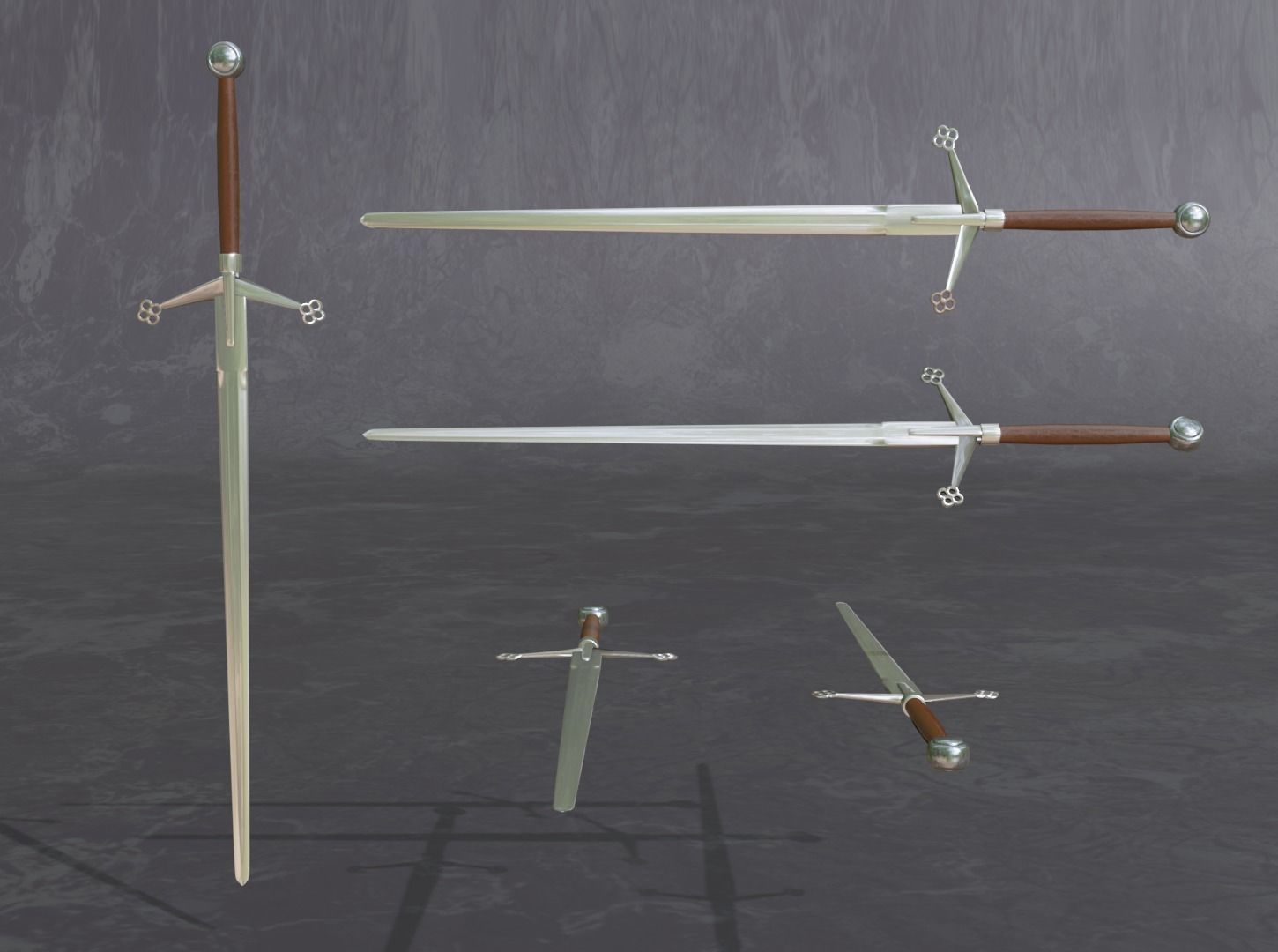 medieval scottish claymore - two-handed sword - PBR 3D model Low-poly 3D model_1