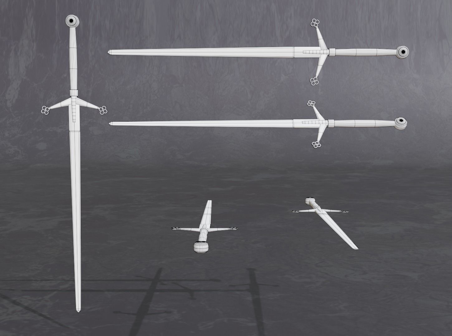 medieval scottish claymore - two-handed sword - PBR 3D model Low-poly 3D model_2