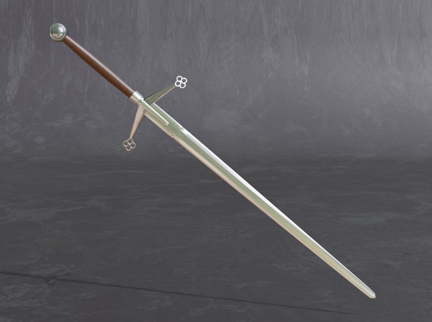 medieval scottish claymore - two-handed sword - PBR 3D model Low-poly 3D model_9