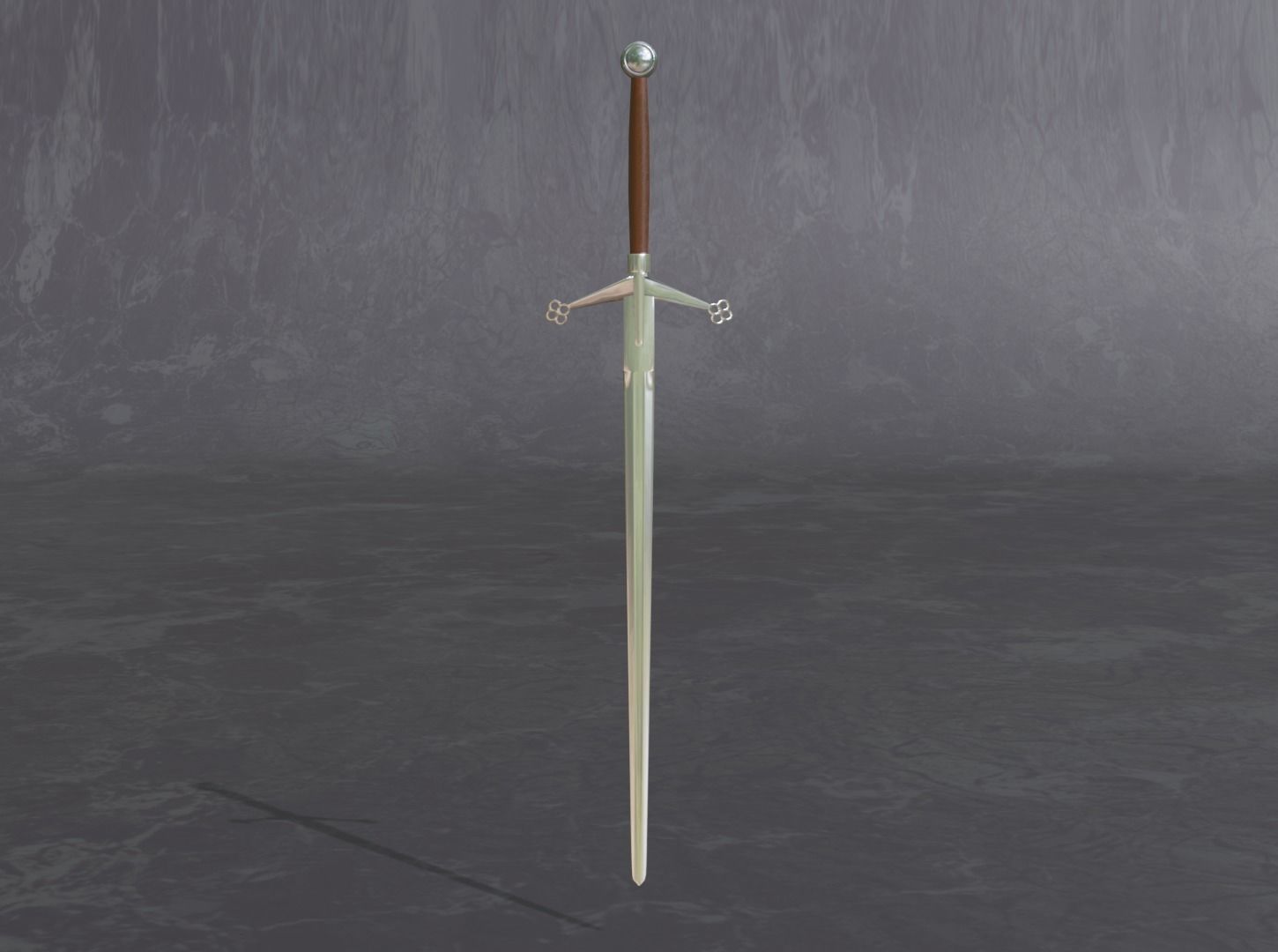 medieval scottish claymore - two-handed sword - PBR 3D model Low-poly 3D model_3