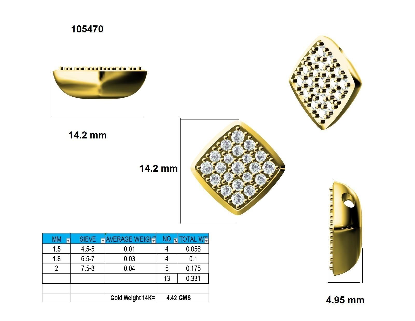 Women square pendant 3dm stl render detail 3D print model_9