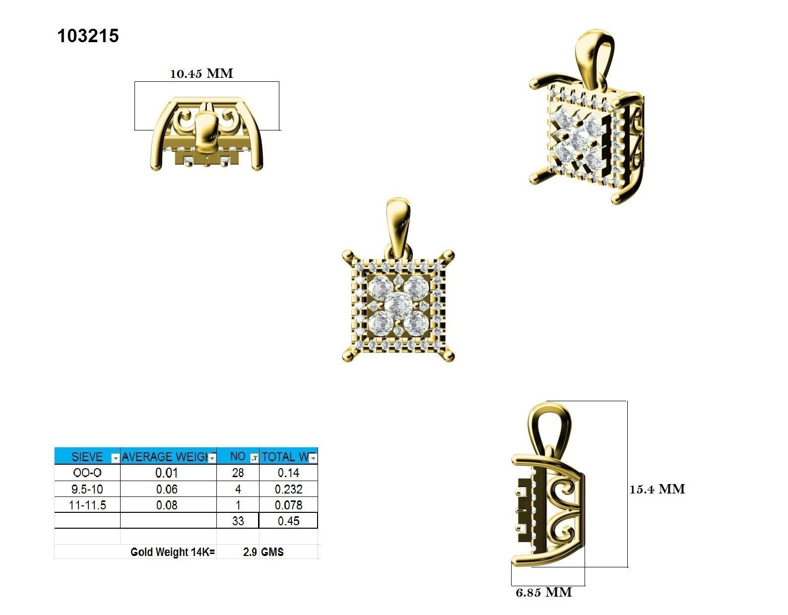 Women square pendant 3dm stl render detail 3D print model_9