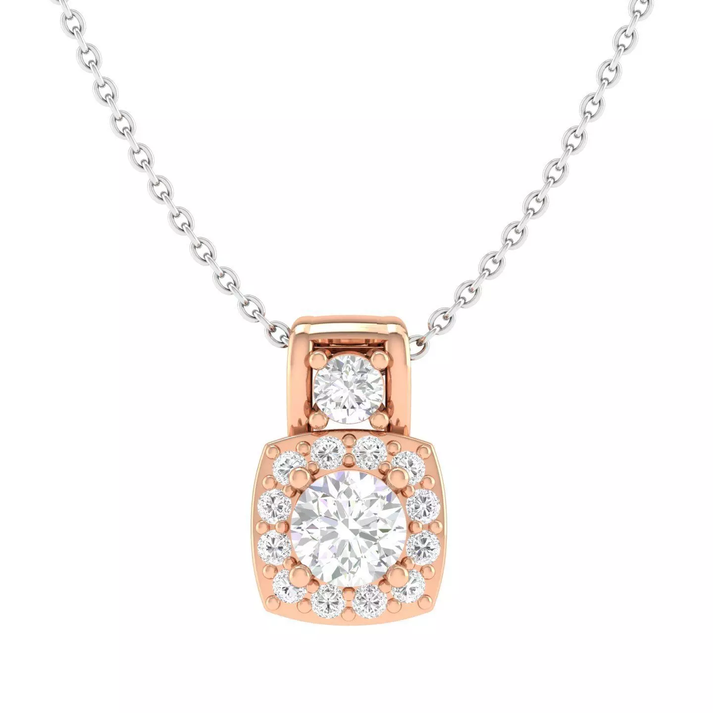 Women square solitaire pendant 3dm stl render detail 3D print model_0