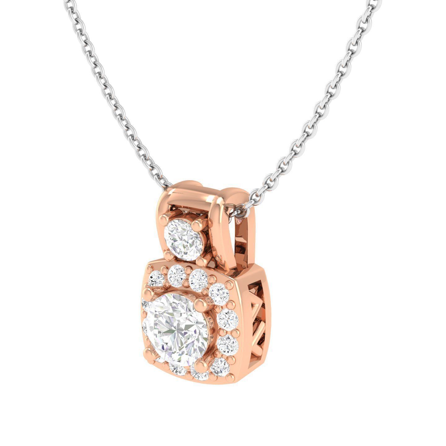Women square solitaire pendant 3dm stl render detail 3D print model_2