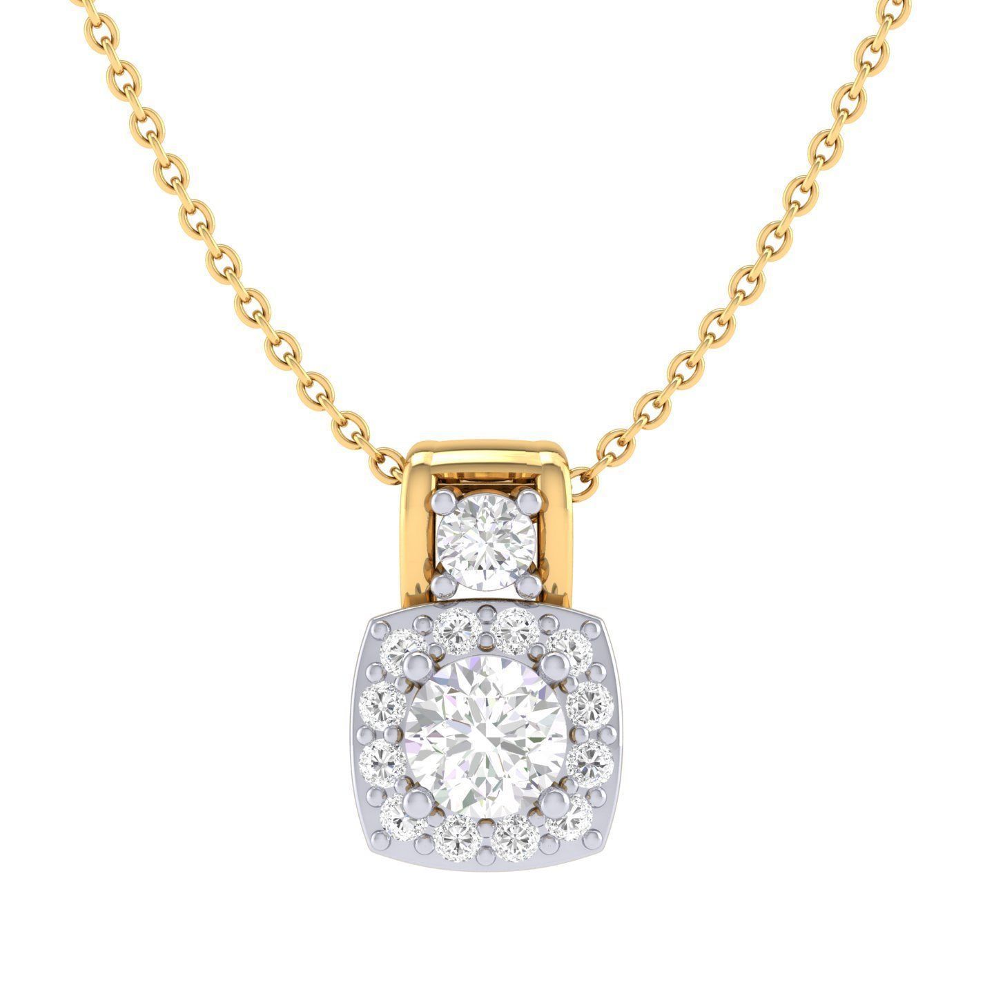Women square solitaire pendant 3dm stl render detail 3D print model_6
