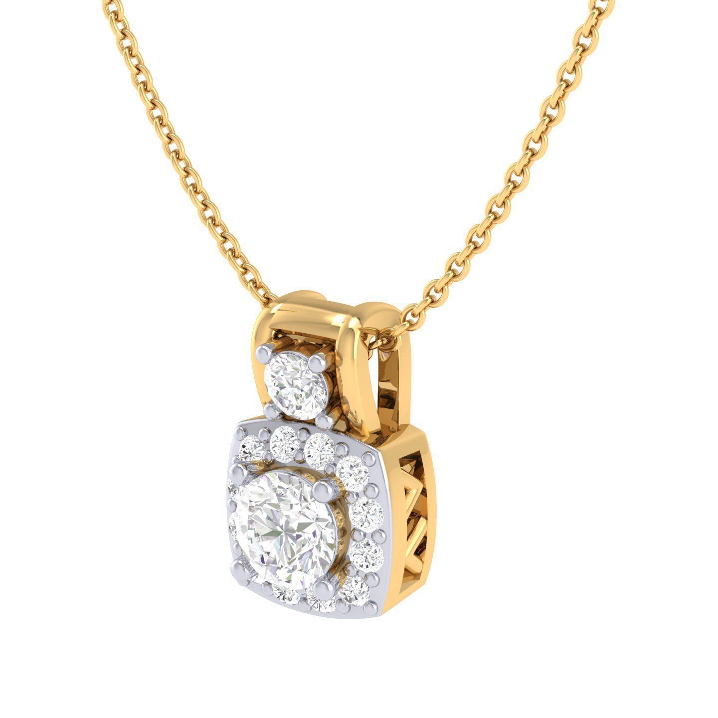 Women square solitaire pendant 3dm stl render detail 3D print model_8
