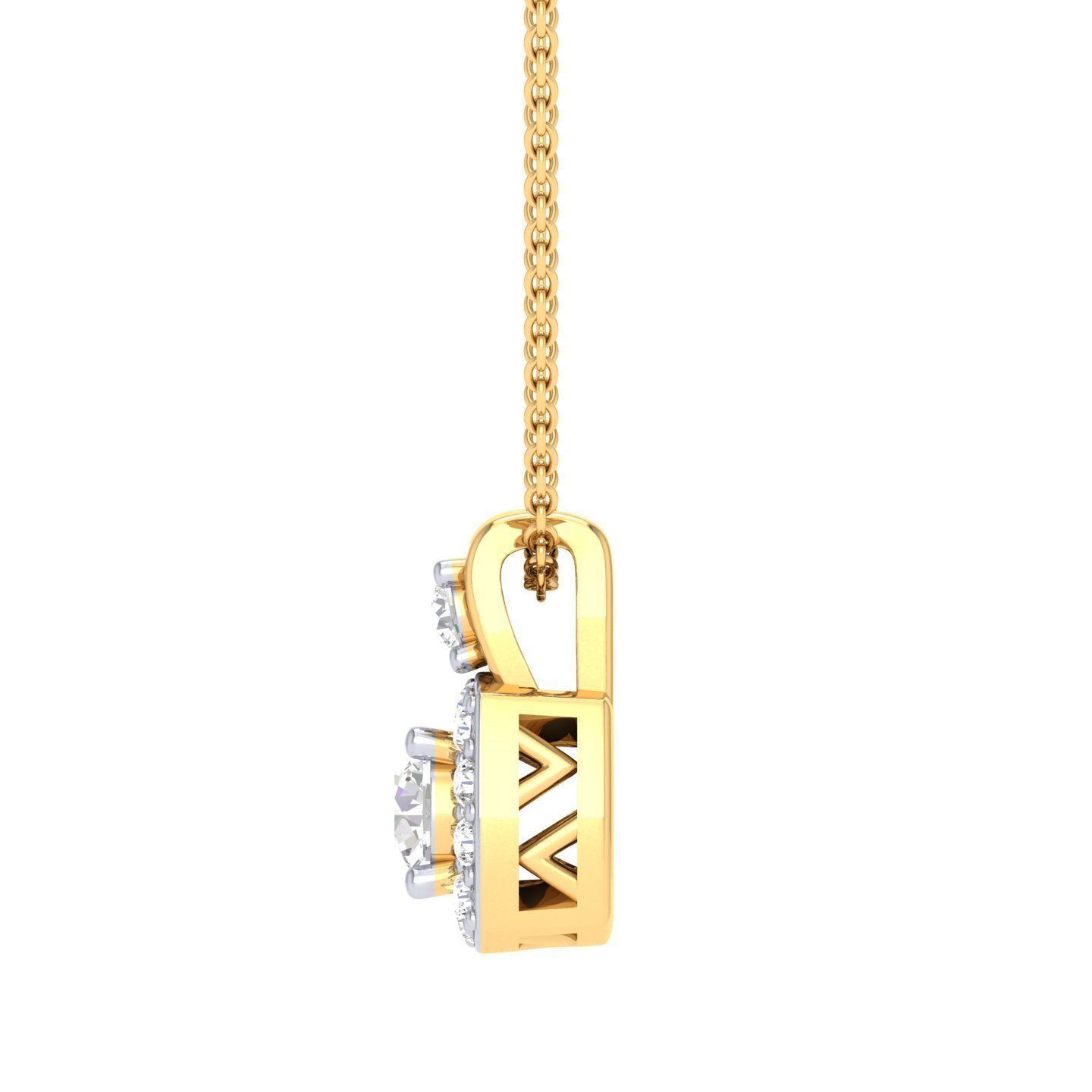 Women square solitaire pendant 3dm stl render detail 3D print model_7