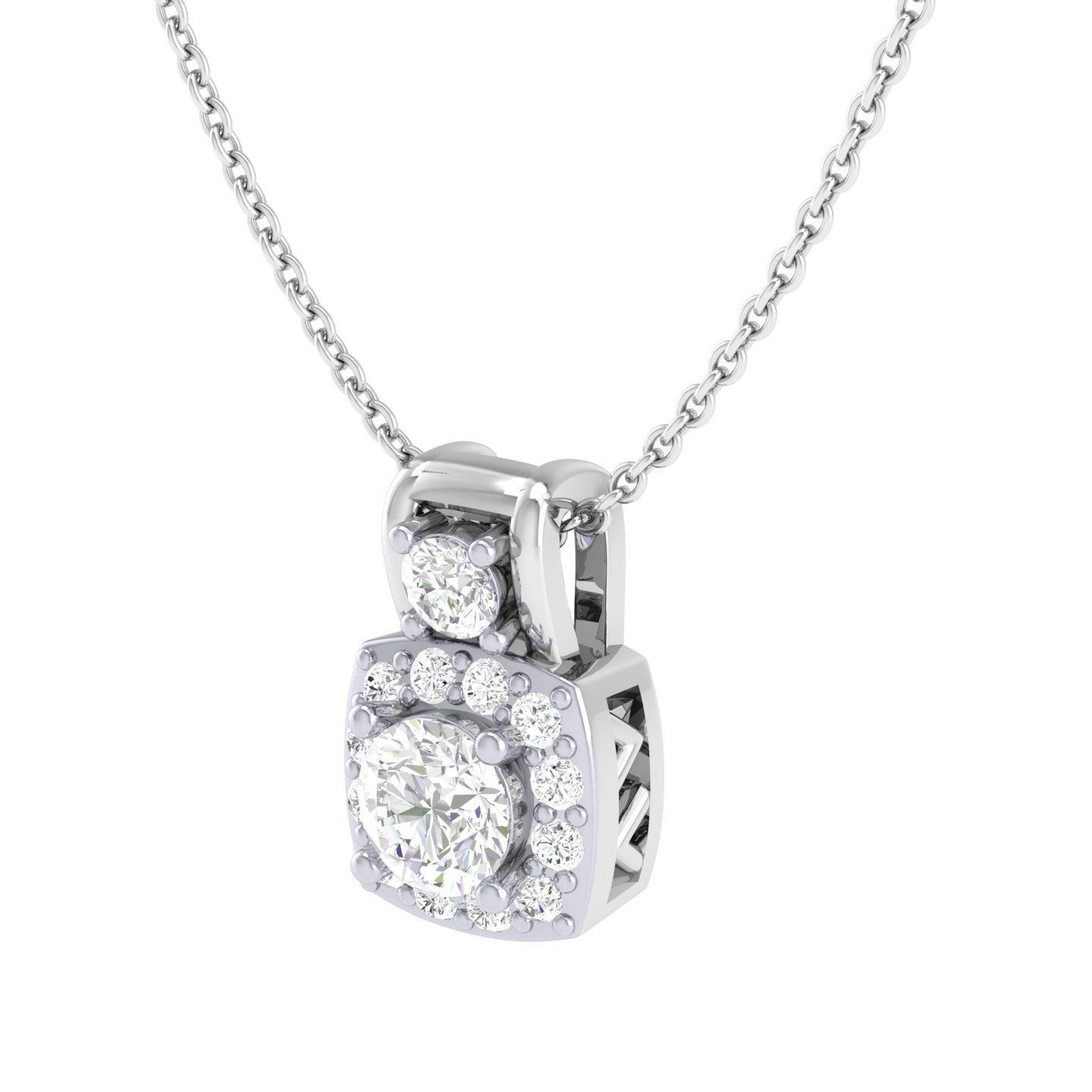 Women square solitaire pendant 3dm stl render detail 3D print model_5