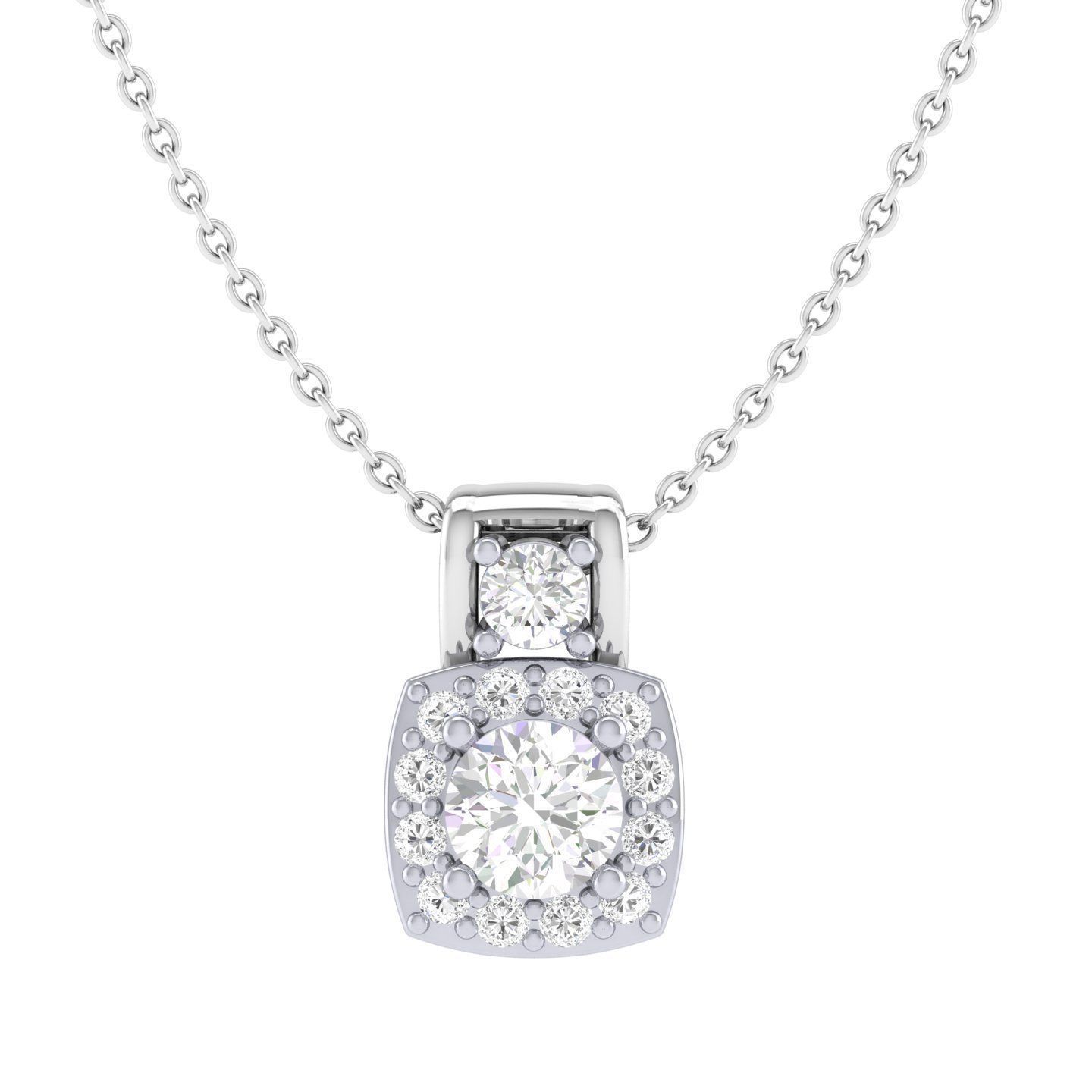Women square solitaire pendant 3dm stl render detail 3D print model_3
